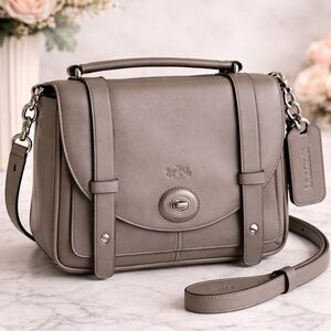 Coach Gray Leather Turnlock Satchel great condition!